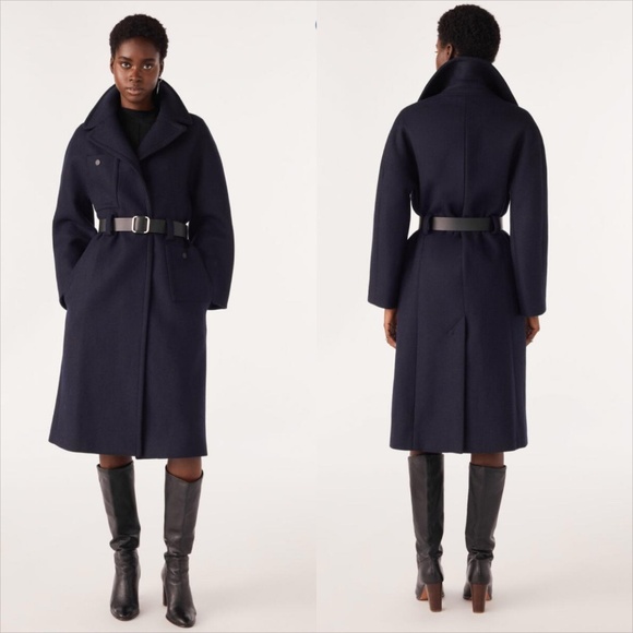 BA&SH haya belted navy wool blend coat FINAL PRICE - Picture 2 of 11